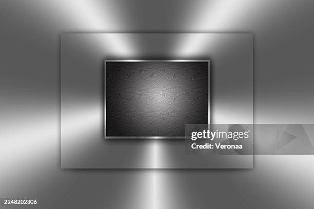 rectangular gray gradient frame on a reflective silver background. modern template for banner, flyer, business, cover, marketing, brochure... - foil background stock illustrations