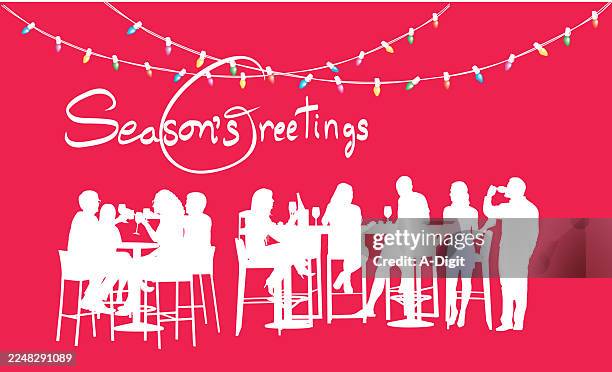 office christmas party holiday celebration - bar table stock illustrations