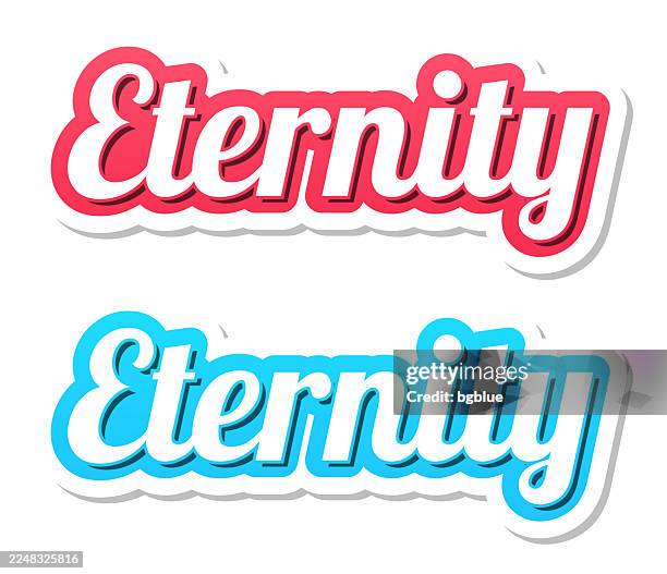 eternity - 3d text in red and blue on white background - forever type stock illustrations