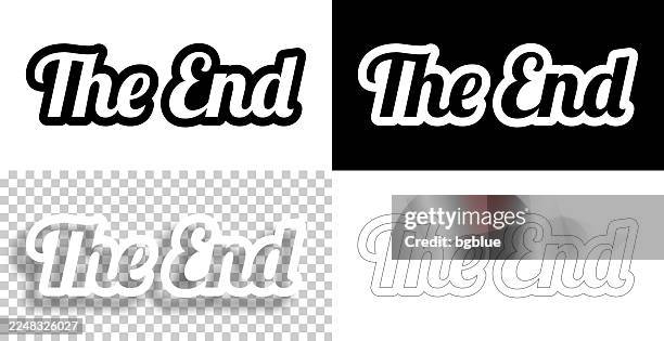 the end - text for design. blank, white and black backgrounds - line text - apocalypse stock illustrations