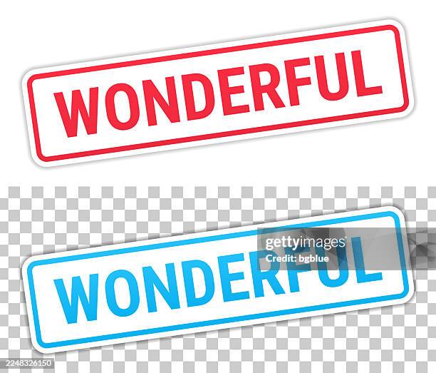 wonderful - red and blue labels on blank background - epic road stock illustrations