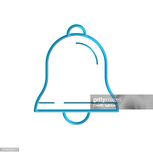 bell. icon cut out on white paper with blue background - security doorbell stock illustrations