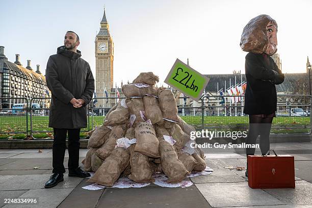 Green Party leader Zak Polanski in Parliament square for a pre-budget protest in support of a wealth tax, demanding that chancellor Rachel Reeves...