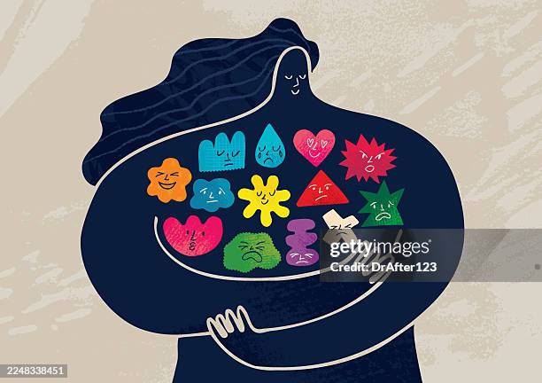 umarme deine gefühle - verhalten und emotionen stock-grafiken, -clipart, -cartoons und -symbole