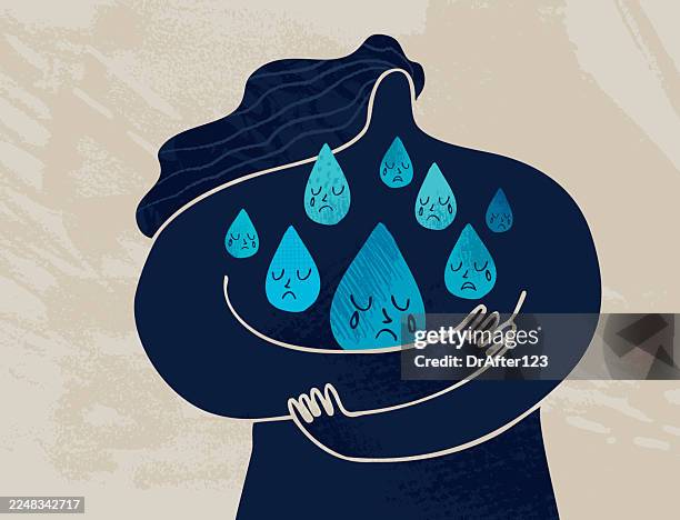 embrace your sadness - regret stock illustrations