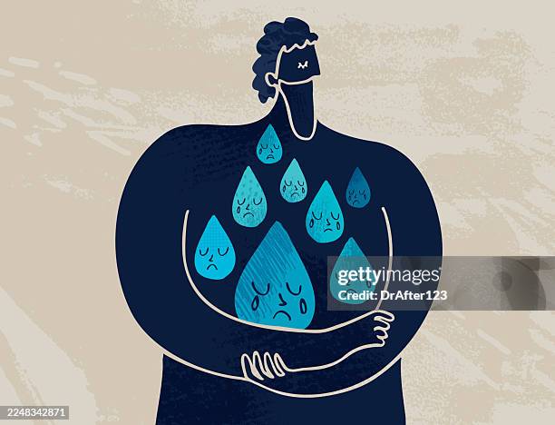 stockillustraties, clipart, cartoons en iconen met embrace your sadness - eenzaamheid