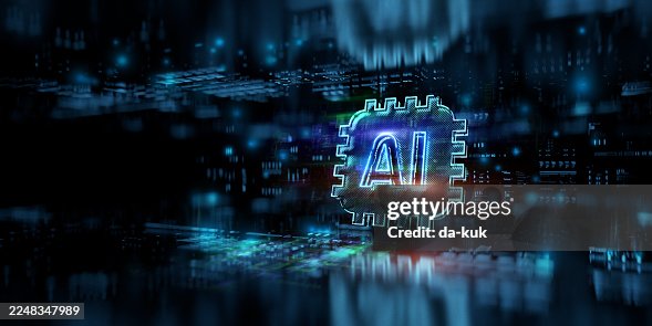 Futuristic Background representing AI Processing Unit Technology. Screen Showcasing Running Codes and Technological Processes With AI Commands and Algorithms Futuristic Background representing AI Processing Unit Technology. Screen Showcasing Running Codes and Technological Processes With AI Commands and Algorithms