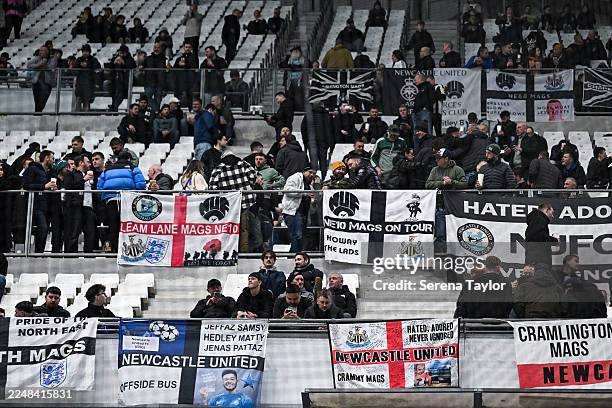 Newcastle fans are seen during the UEFA Champions League 2025/26 League Phase MD5 match between Olympique de Marseille and Newcastle United FC at...