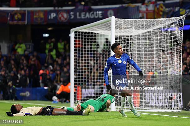 Estevao of Chelsea celebrates scoring his team's second goal during the UEFA Champions League 2025/26 League Phase MD5 match between Chelsea FC and...