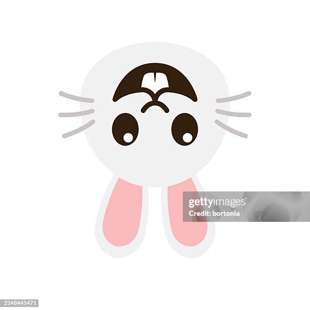 upside down bunny rabbit flat design emoji sticker - upside down concept stock illustrations