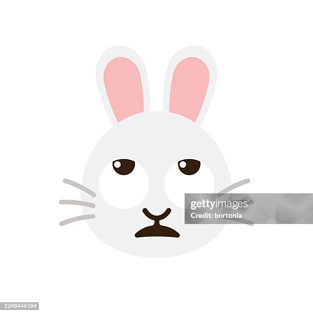 exasperated bunny rabbit flat design emoji sticker - easter cross stock illustrations