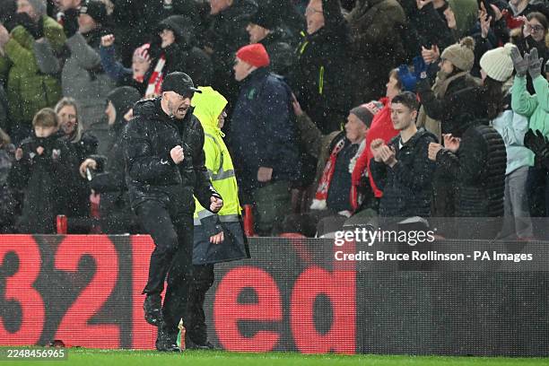 Middlesbrough manager Kim Hellberg celebrates after the Sky Bet Championship match at the Riverside Stadium, Middlesbrough. Picture date: Saturday...