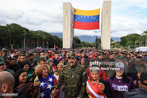 President of Venezuela Nicolás Maduro participates in a civic-military rally on November 25 in Caracas, Venezuela. The United States recently...