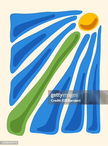 abstract retro floral art poster design. vintage 70s groovy flower illustration. minimalist floral botanical art. flat design abstract daisy or sunflower print - sunflower stock illustrations