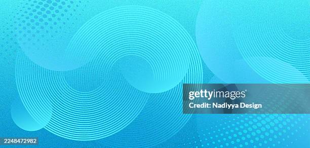 abstract design of bright blue gradient circle lines on blue background. - virtual presentation stock illustrations