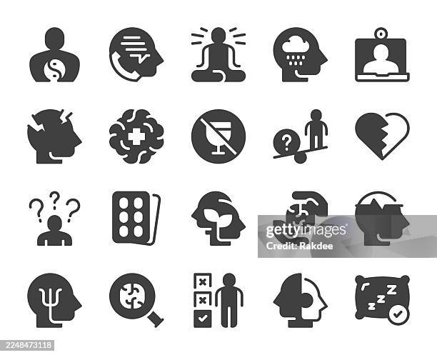mental health - icons - post traumatic stress disorder stock illustrations