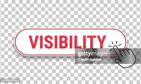Visibility - 3D click web button with hand cursor on blank background Visibility - 3D click web button with hand cursor on blank background