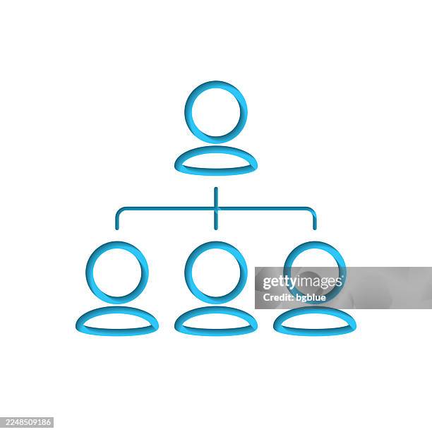 hierarchy. icon cut out on white paper with blue background - organisation chart stock illustrations