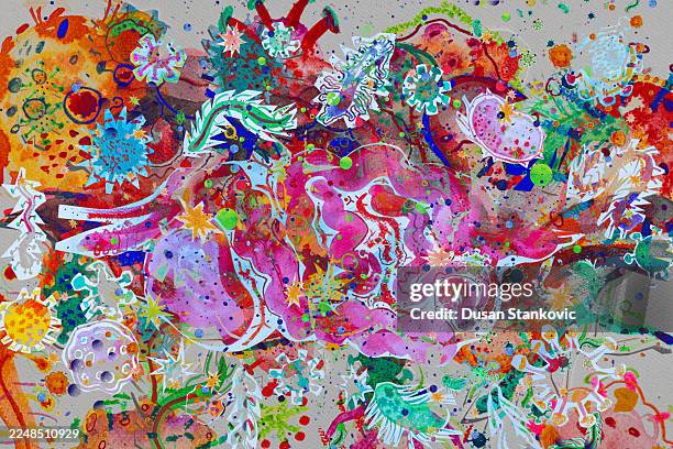 ilustrações de stock, clip art, desenhos animados e ícones de world of microbes - organismo acidófilo