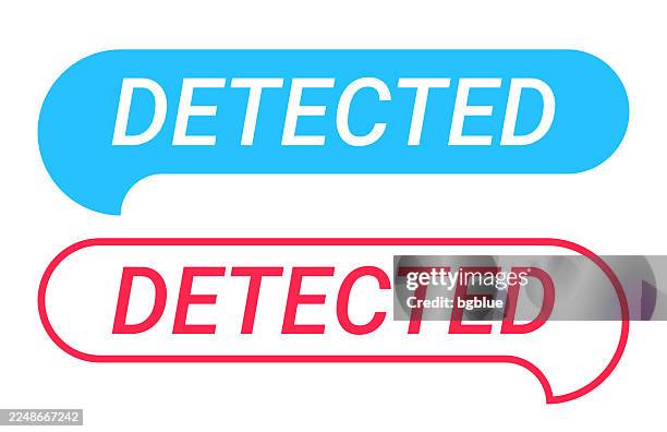 detected - blue and red speech bubble on white background - catch words stock illustrations