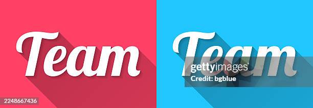 team - flat design with long shadow on blue and red background - captain obvious stock illustrations