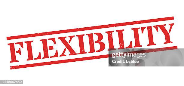 flexibility - red rubber stamp on blank background - grit texture stock illustrations