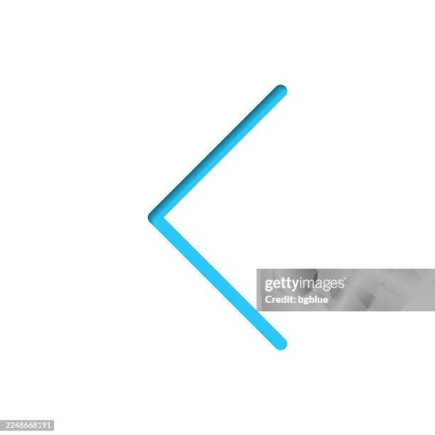 chevron left. icon cut out on white paper with blue background - paper less icon stock illustrations