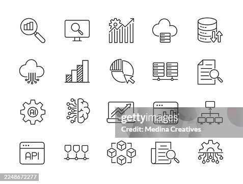 Data Analytics Icons - Editable stroke thin line series icon Data Analytics Icons - Editable stroke thin line series icon