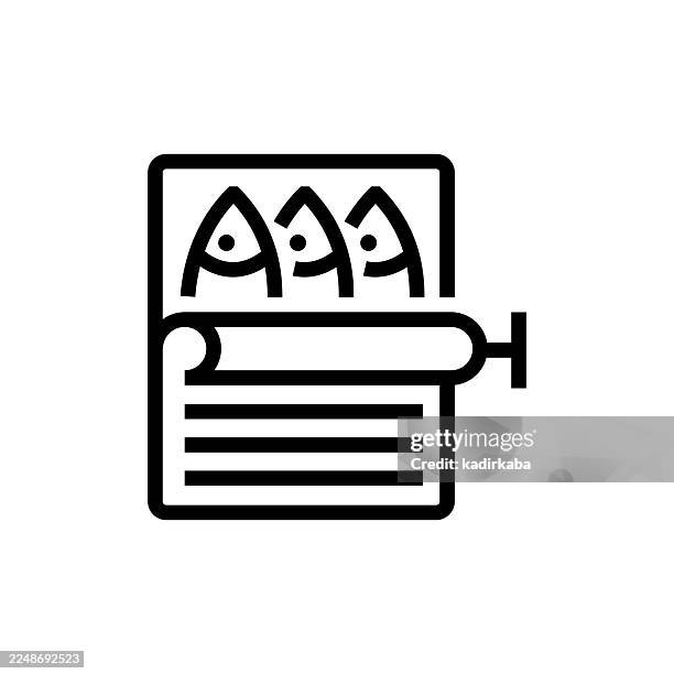 canned fish icon - seared tuna salad stock illustrations