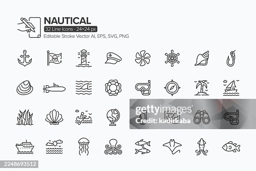 Nautical Line Icon Set · 32 Icons Nautical Line Icon Set · 32 Icons
