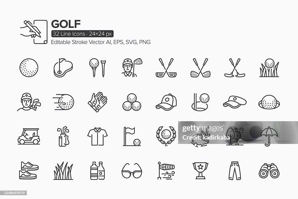 Golf Line Icon Set · 32 Icons