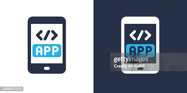 mobile app glyph solid icon. solid icon that can be applied anywhere, simple, pixel perfect and modern style. - software development code stock illustrations