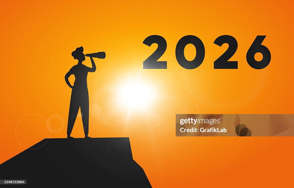 2026 New Year Vision Telescope Forecast Sunset Concept