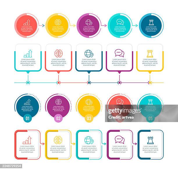 set of infographic elements - 7 step process stock illustrations