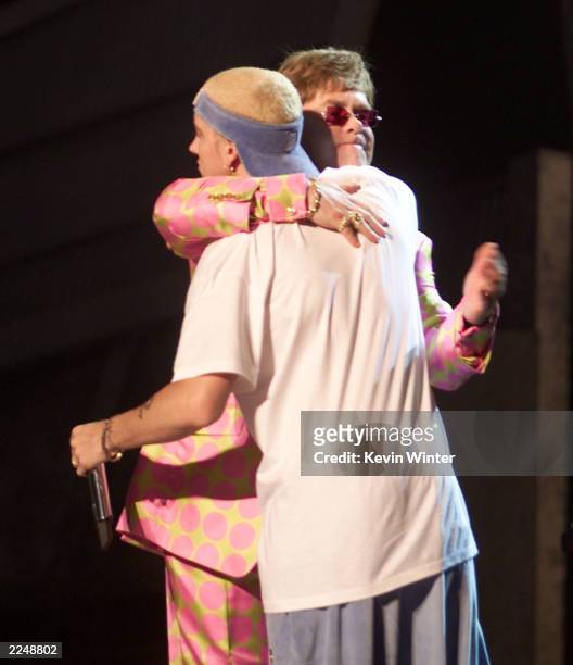 Elton John and Eminem perform at the 43rd Annual Grammy Awards at Staples Center, Los Angeles, Ca. 2/21/01.