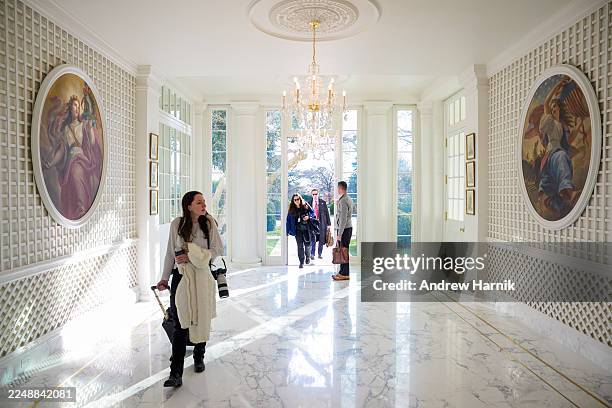 View of the Palm Room of the White House on December 1, 2025 in Washington, DC. U.S. President Donald Trump recently restyled the Palm Room, which...