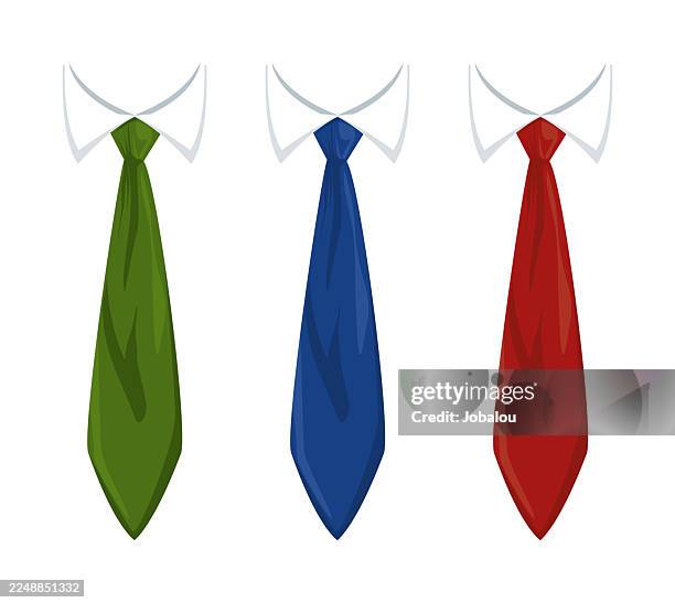 three separate and isolated ties in three different colors - neck tie stock illustrations