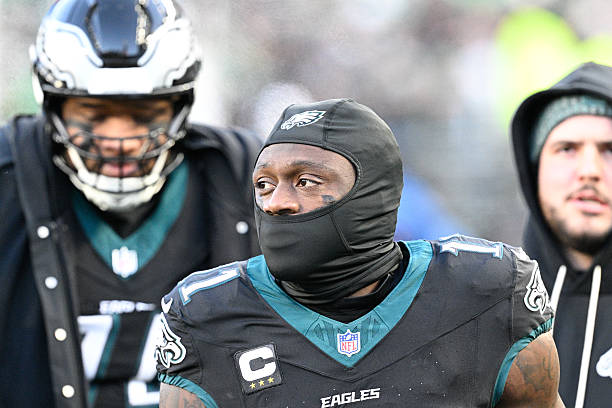 Philadelphia Eagles wide receiver A.J. Brown is shown during the game between the Chicago Bears and the Philadelphia Eagles on November 28th, 2025 at...