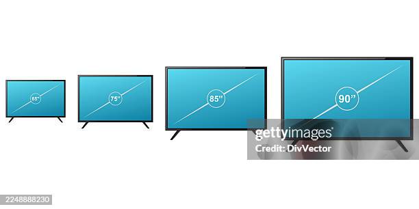 smart tv screen sizes illustration - large screen tv stock illustrations