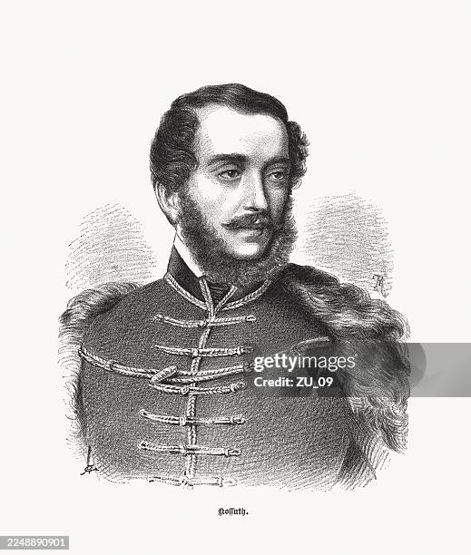 lajos (ludwig) kossuth (1802-1894), hungarian nobleman, wood engraving, published in 1883 - lawyer portrait stock illustrations