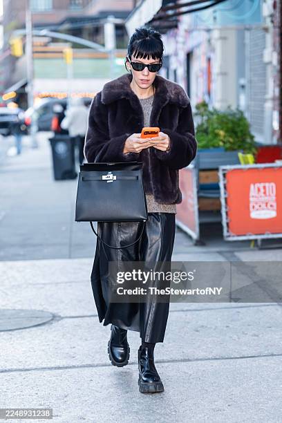 Lily Allen is spotted leaving her hotel wearing a HUSH jacket on November 28, 2025 in New York City.