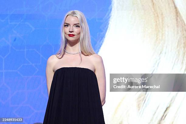 Jury Member Anya Taylor-Joy arrives on stage during the Opening Ceremony during the 22nd Marrakech International Film Festival on November 28, 2025...