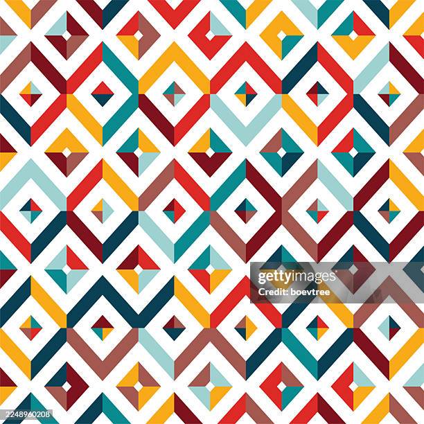 colorful rhombus zigzag seamless pattern - herringbone stock illustrations