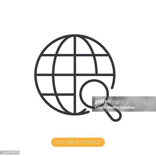 global search icon. editable stroke thin line icon - looking backwards stock illustrations