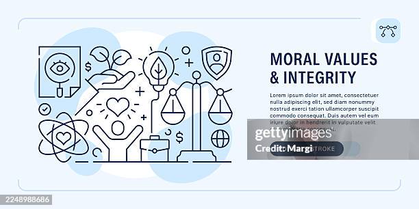 illustrazioni stock, clip art, cartoni animati e icone di tendenza di valori morali, integrità e standard etici - responsabilità sociale