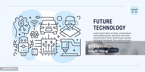 future technology and advanced digital development - computer chip manufacturing stock illustrations