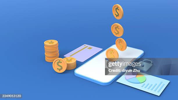 3d financial data and gold coin combination - silver nugget stock pictures, royalty-free photos & images