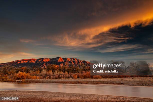 rio grande sunset - albuquerque new mexico stock pictures, royalty-free photos & images