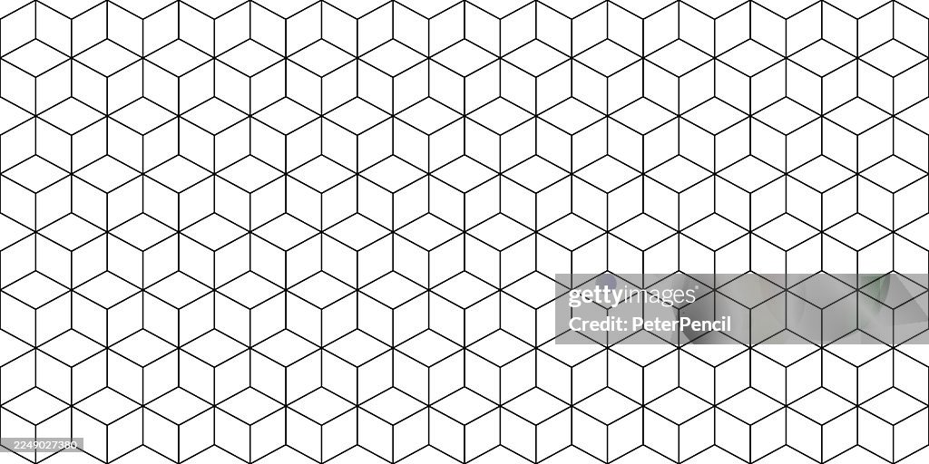 Vector seamless pattern with isometric cube geometry. Editable stroke width for easy customization. Perfect for modern backgrounds, wallpapers, textiles and wrapping design.