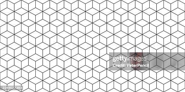 vector seamless pattern with isometric cube geometry. editable stroke width for easy customization. perfect for modern backgrounds, wallpapers, textiles and wrapping design. - isometric exercise stock illustrations